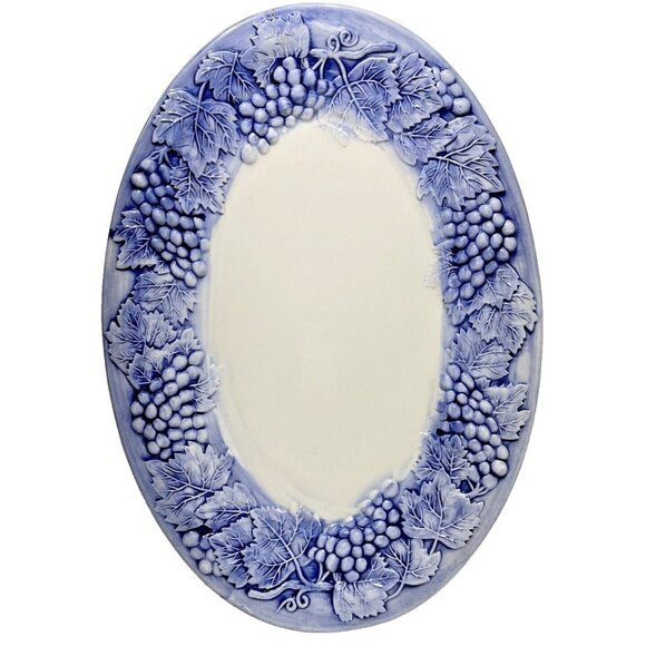 A. Santos Made in Portugal, Large Platter with Raised Blue & White Grape & Leaf - Picture 4 of 14